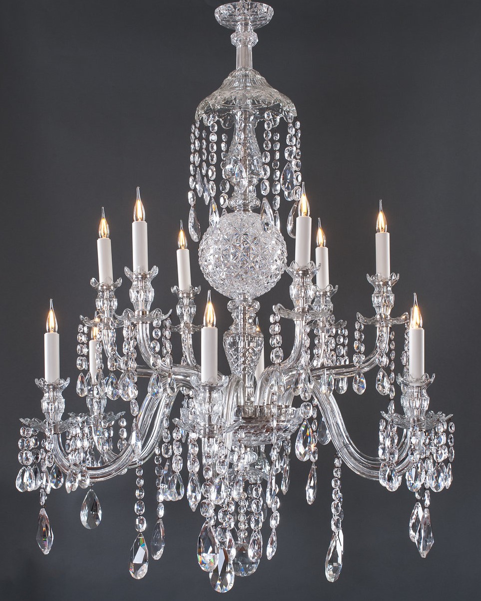 Perry & Co 12 branch antique crystal chandelier